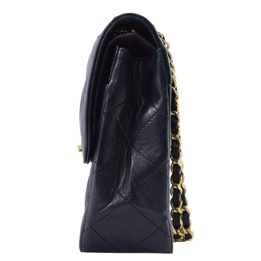 CHANEL Matelasse Coco Mark Double Flap Chain Shoulder Bag Black Lambskin Paris - Picture 4 of 7